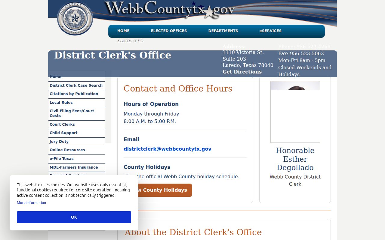 Webb County District Clerk criminal court records office