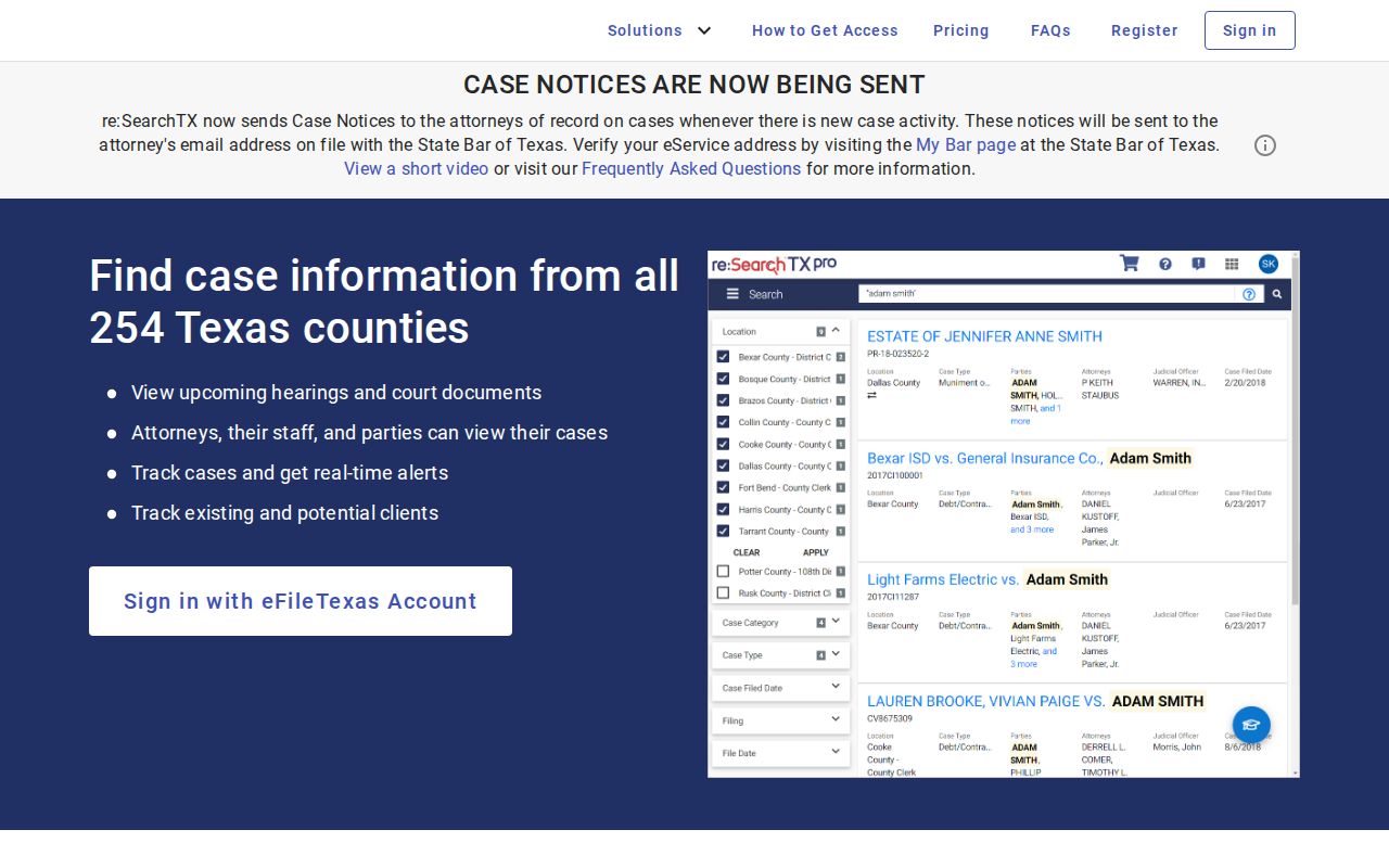 re SearchTX entry for Webb County criminal court records