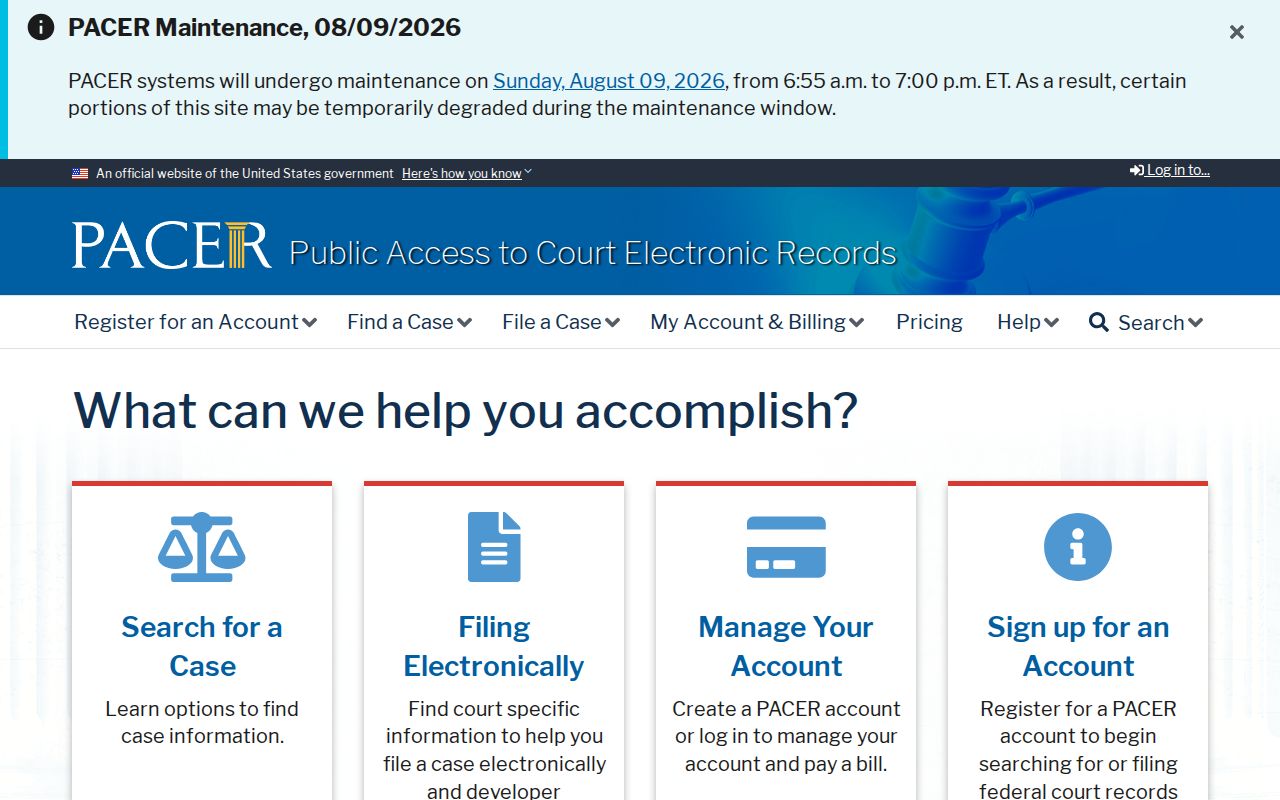 Federal criminal court record access for Webb County through PACER