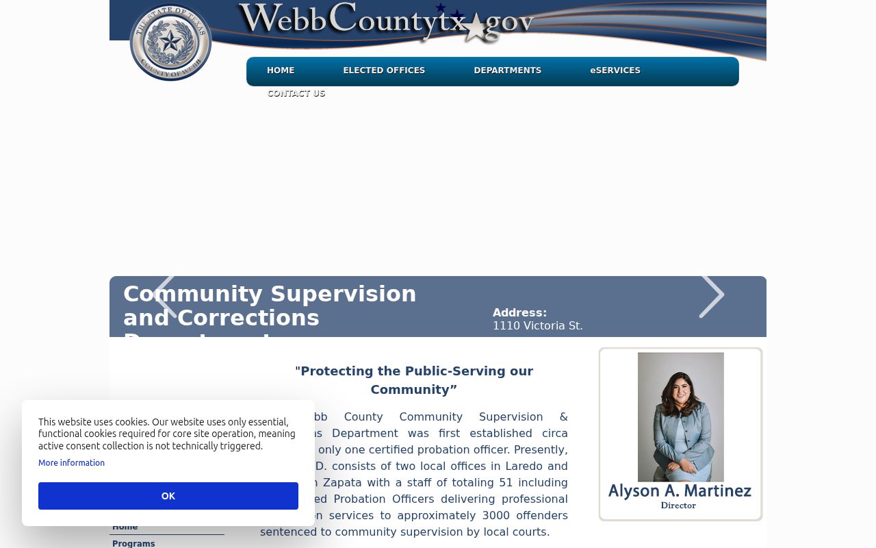 Webb County criminal history source for community supervision records
